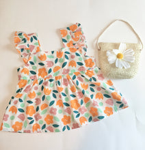 Load image into Gallery viewer, Floral Dress + Purse -Orange
