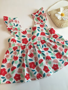 Floral Dress + Purse- Red