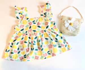 Floral Dress + Purse- Yellow