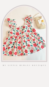 Floral Dress + Purse- Red
