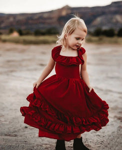 Kelly Ruffle Maxi Dress- Wine