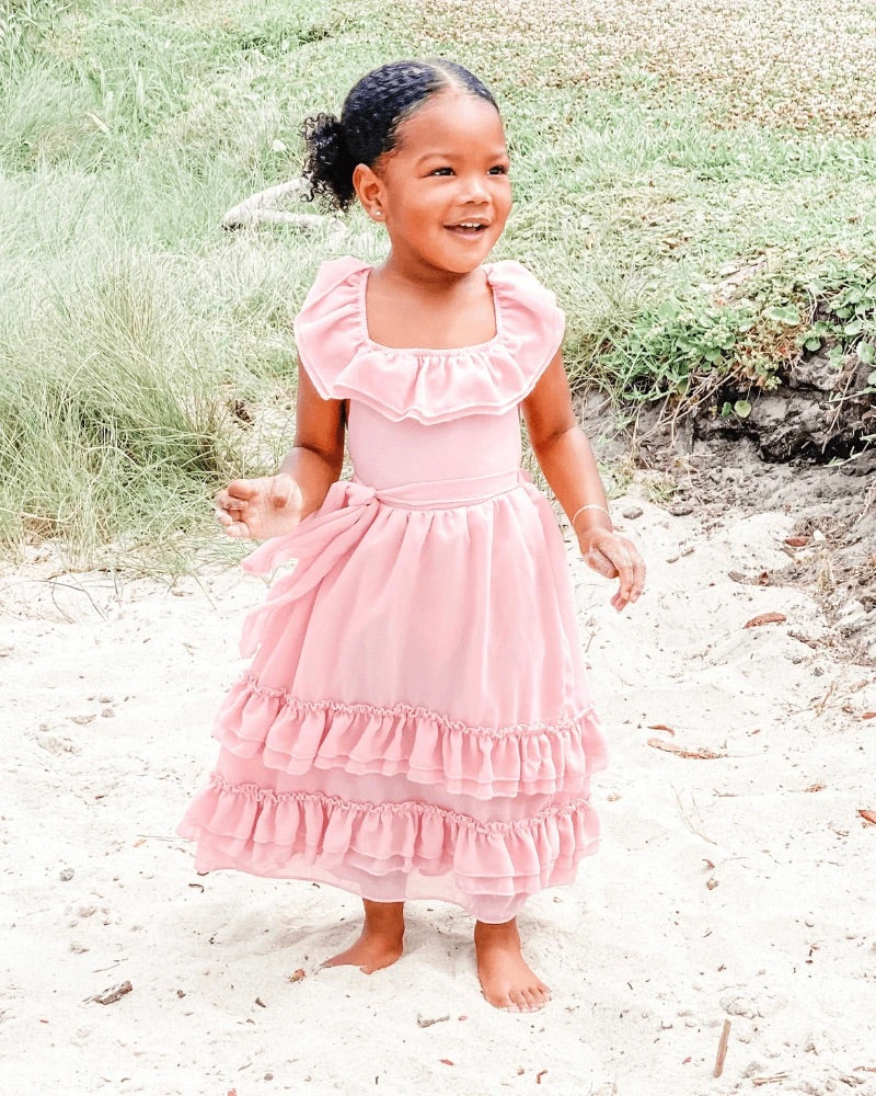 Kelly Ruffle Maxi Dress - Pink