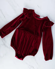 Load image into Gallery viewer, Bubble Shorty Romper- Candy Apple Red
