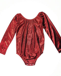 Shimmer Long Sleeve Body Suit- Wine